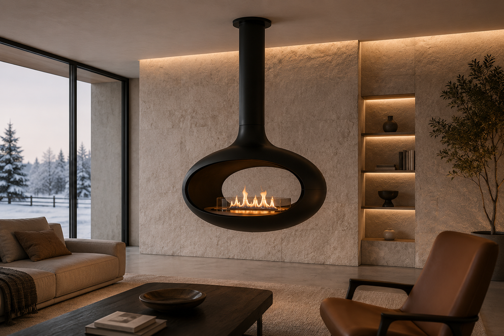 OrbitVue Minimalist Suspended Fireplace