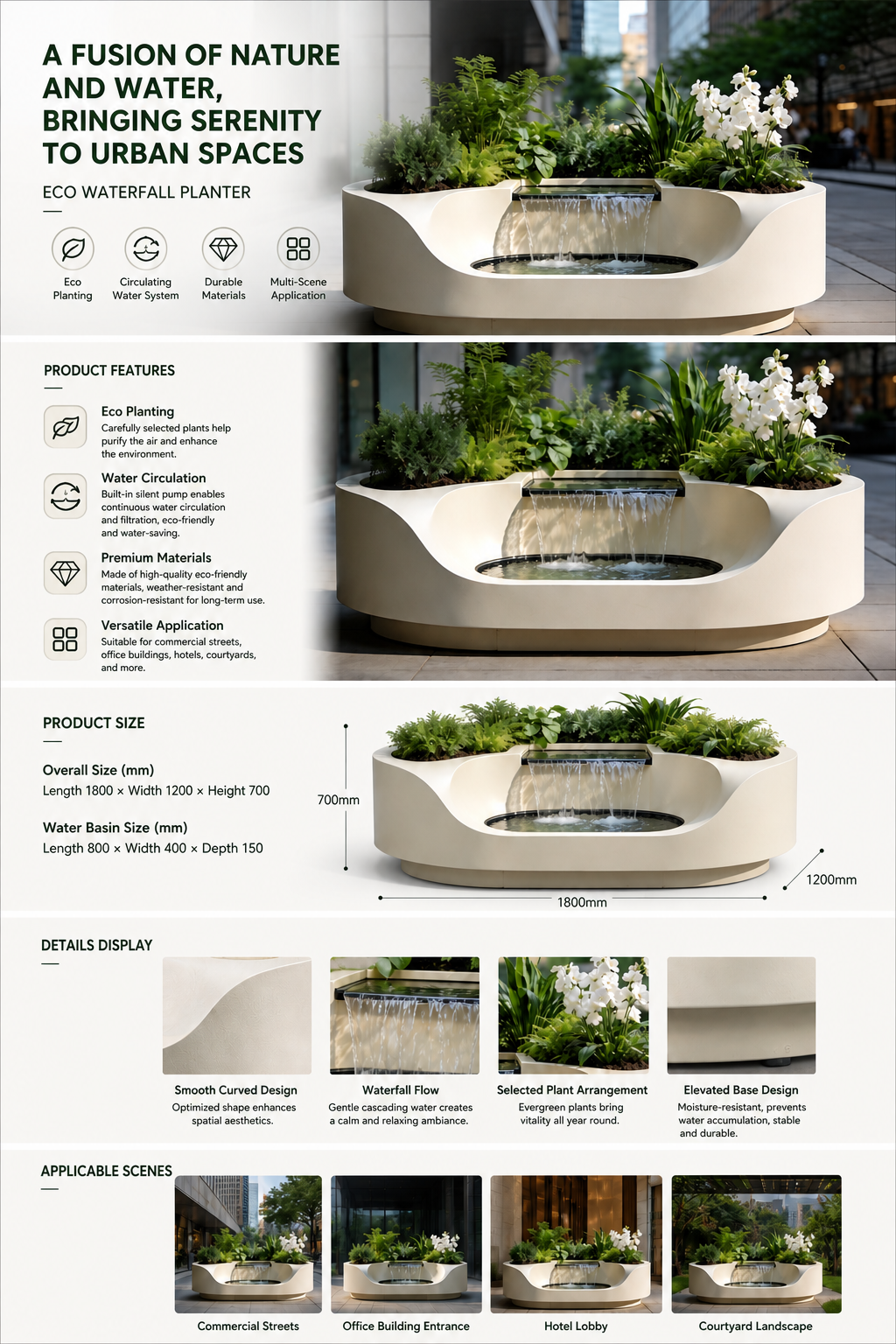 "Zenith Flow" Modular Landscape Fountain
